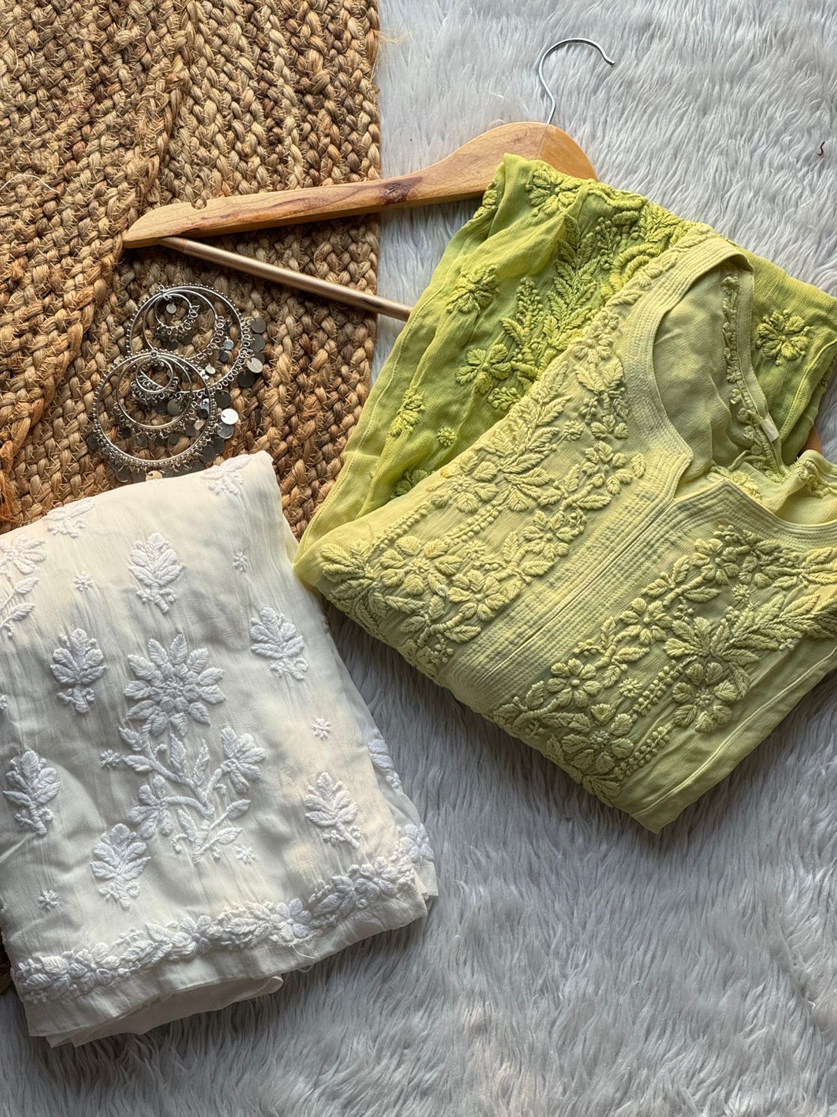 Handembroidred 3D Chikankari Viscose Set