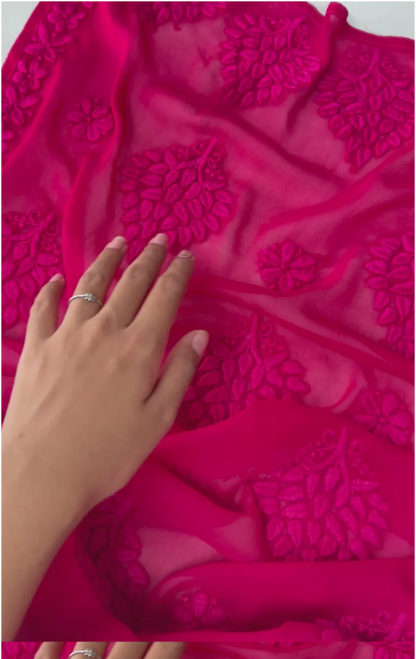 Haniya 3D viscose Georgette Lucknowi Chikankari Kurtas