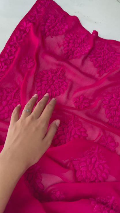 Haniya 3D viscose Georgette Lucknowi Chikankari Kurtas