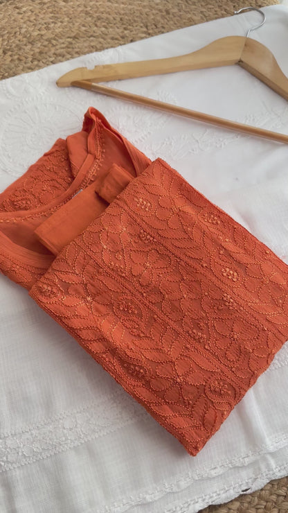 Dia Pure Full Jaal Georgette Fine Chikankari Kurta Set