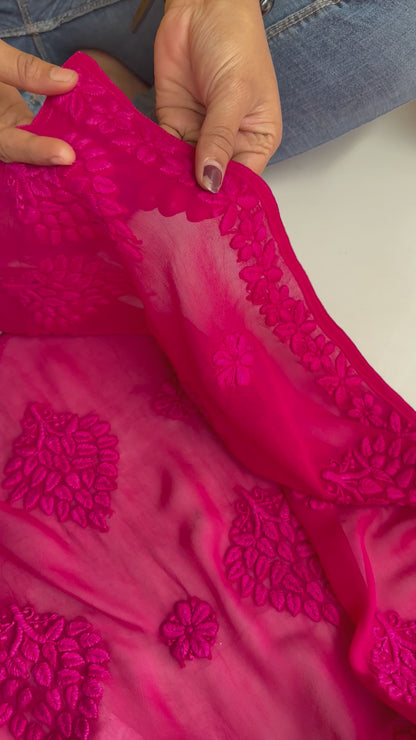 Haniya 3D viscose Georgette Lucknowi Chikankari Kurtas