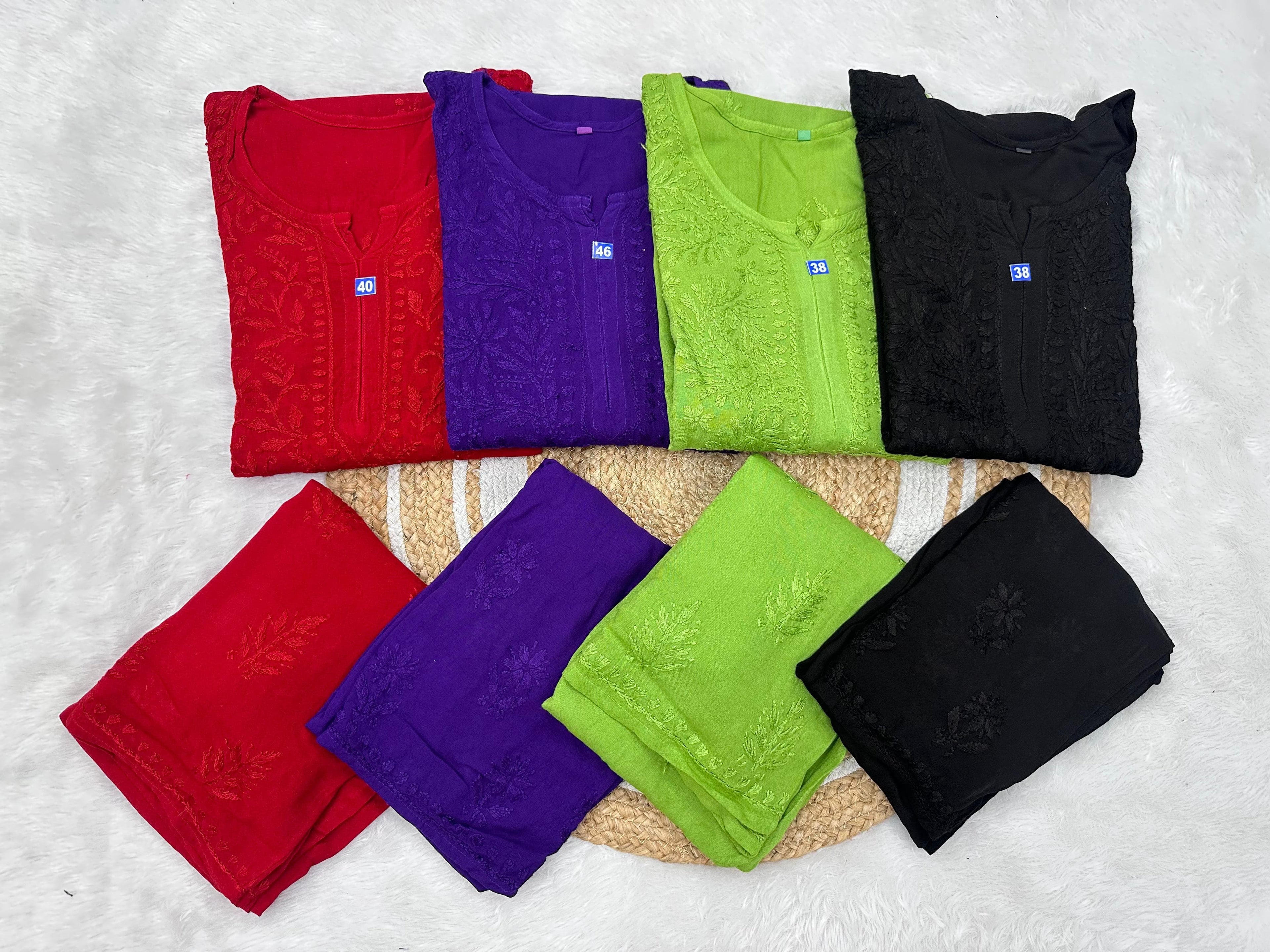 Reyon Chikankari Kurta Bottom Dupatta Set
