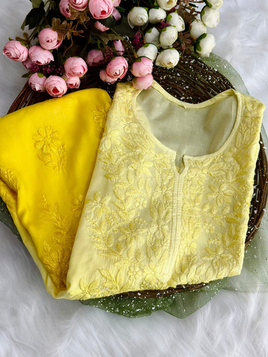 Ombre Long Chikankari Cotton Kurta