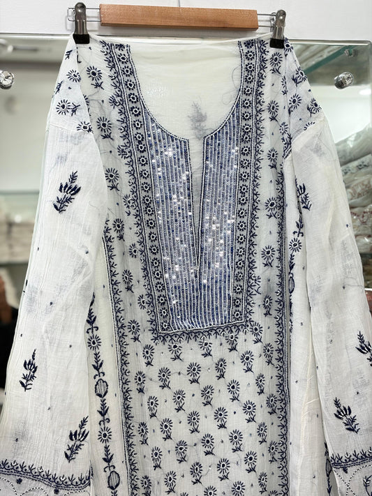 Unstitched Pure Mul Chanderi Anarkali Suit Set