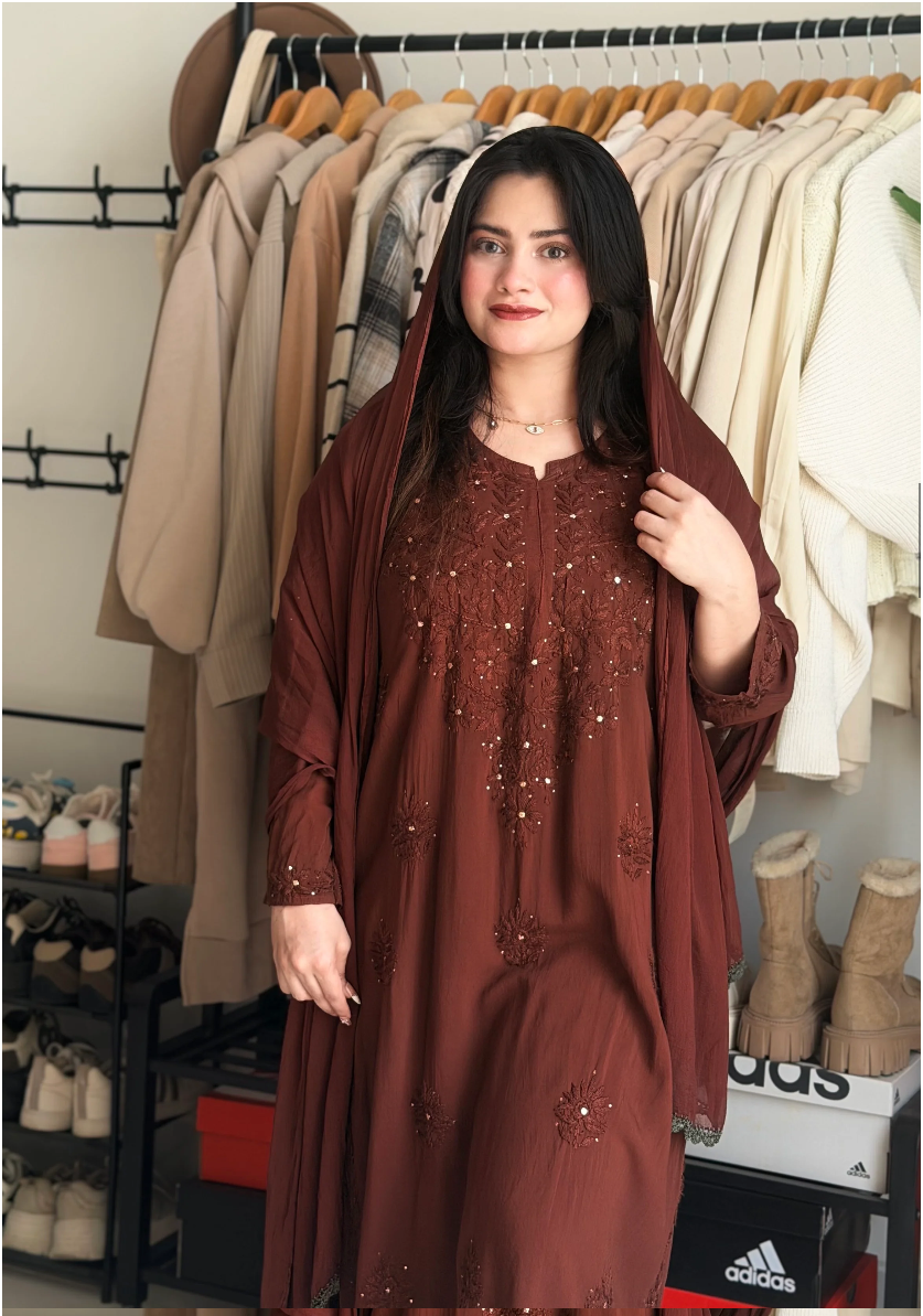 Diya Soft Reyon Mukaish Chikankari Set