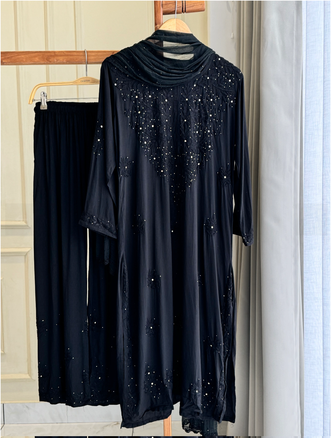 Diya Soft Reyon Mukaish Chikankari Set