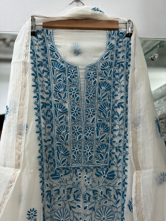 Unstitched Suit Set pure mul chanderi