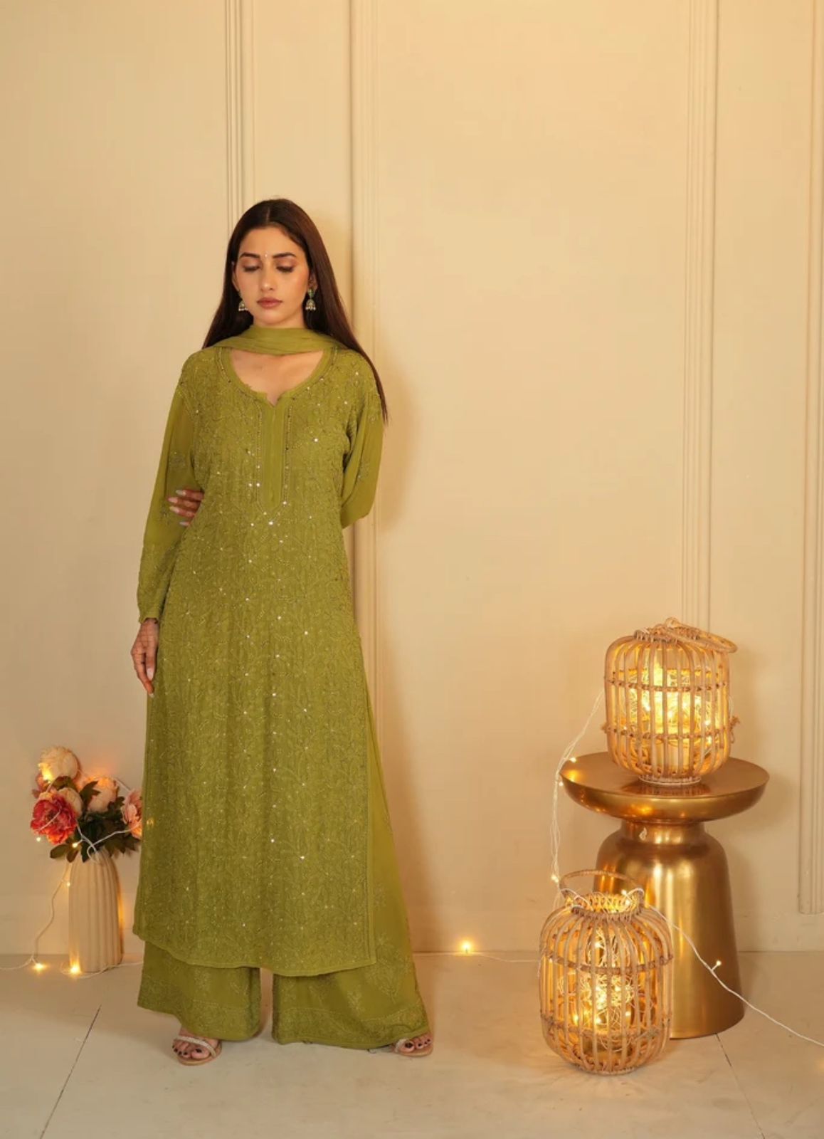 Reshma Premium Viscouse Jaal Mukaish Set