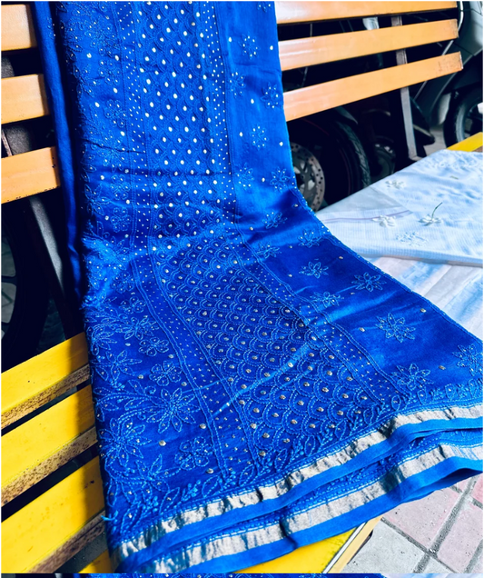 Vidushi Pure Chanderi Chikankari Saree