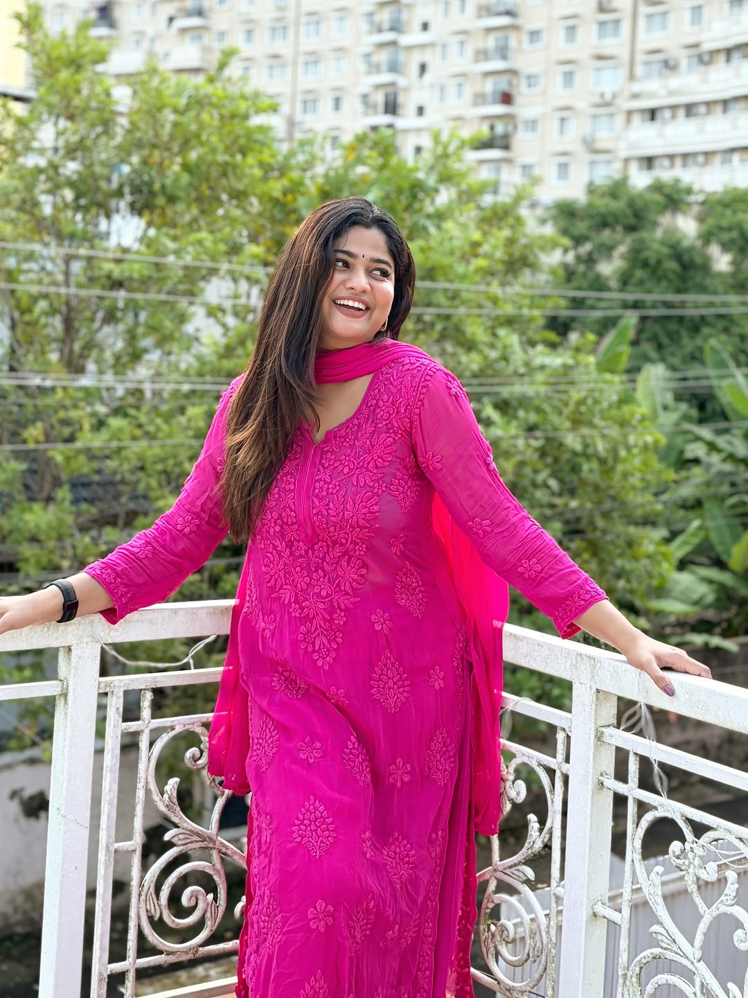Pure Viscose Georgette 3D Handembroidred Suit Set