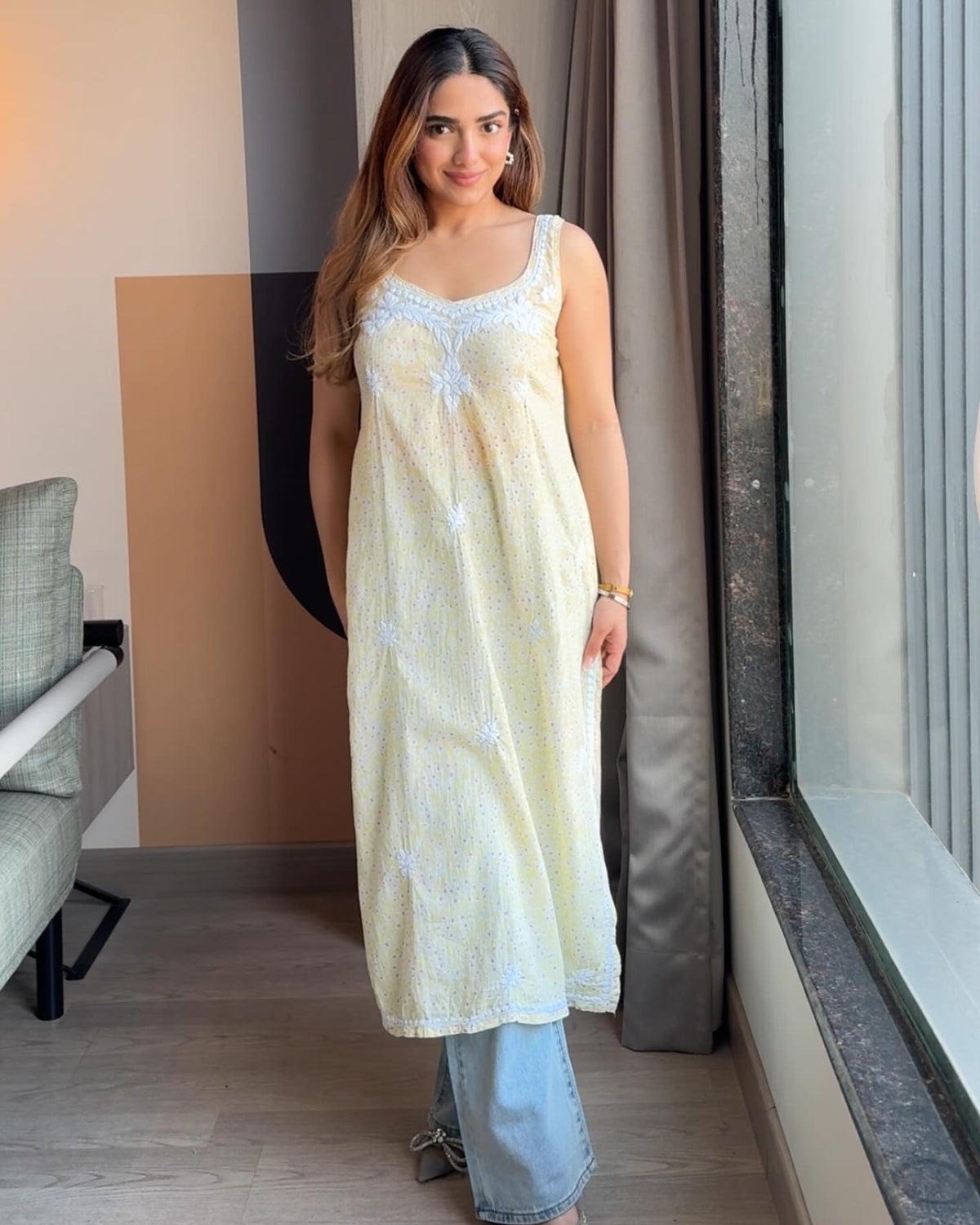 Backless Chikankari Long Kurti