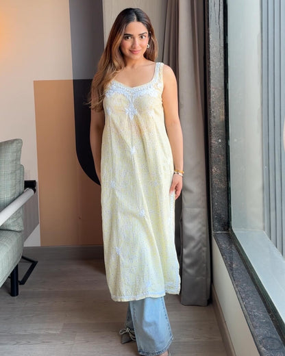 Backless Chikankari Long Kurti