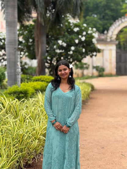 Angrakha - Pure Viscose Georgette 3D Handembroired