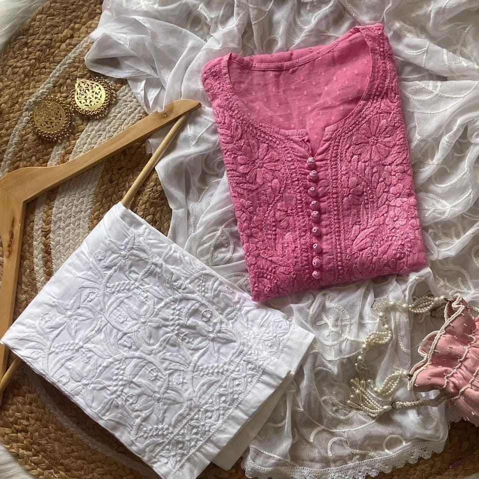 Mulmul Cotton Chikankari Suit Set