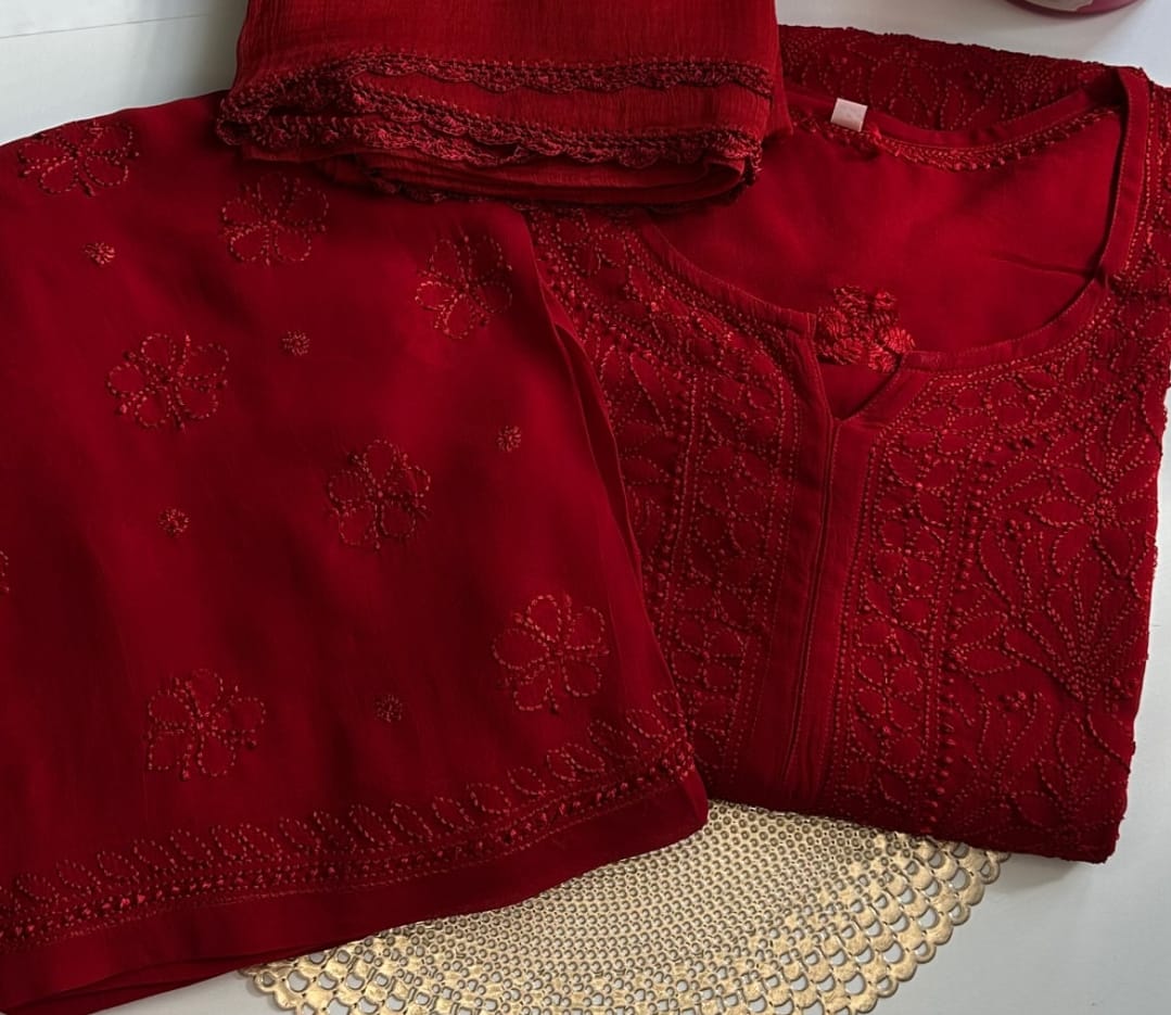Fazera Luxe Pure Viscose Full Jaal Chikankari  Sets