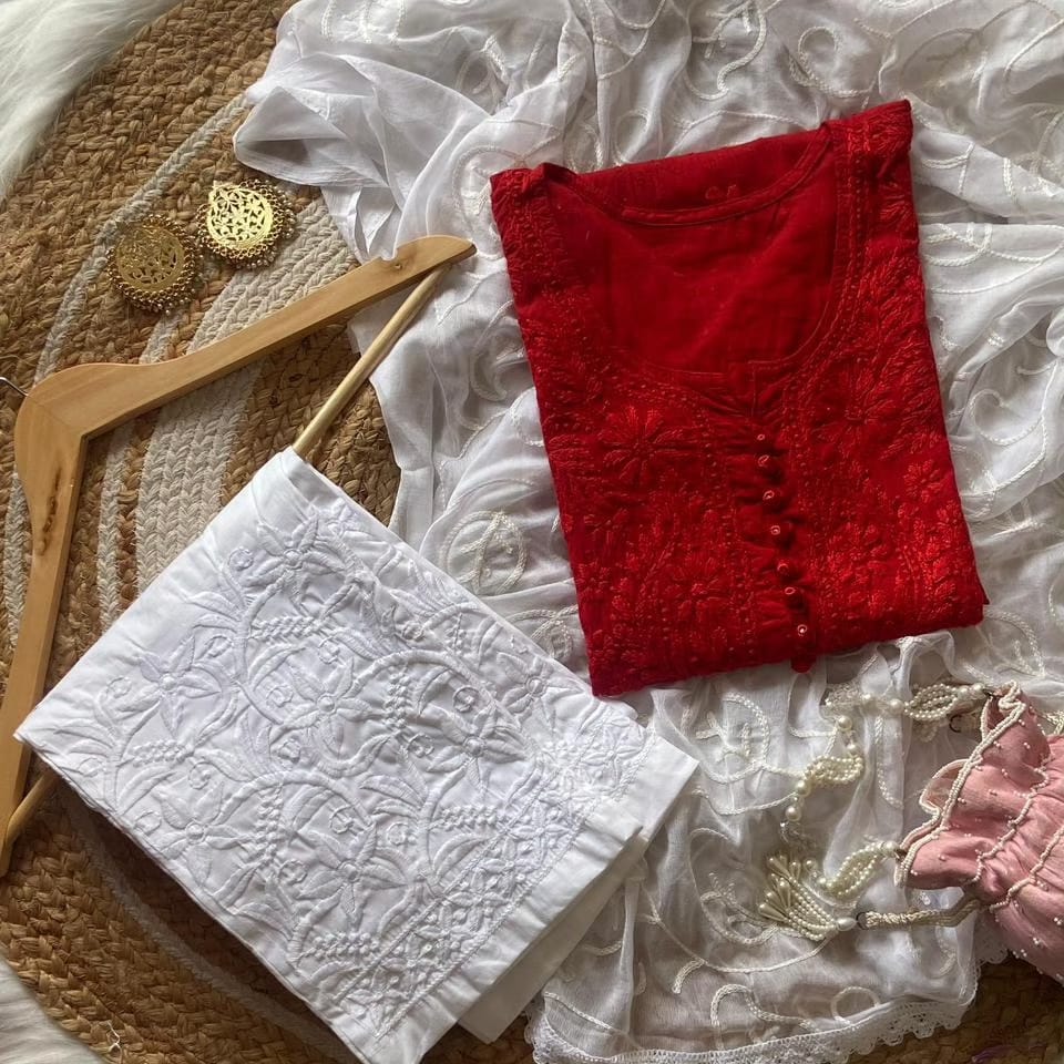 Mulmul Cotton Chikankari Suit Set