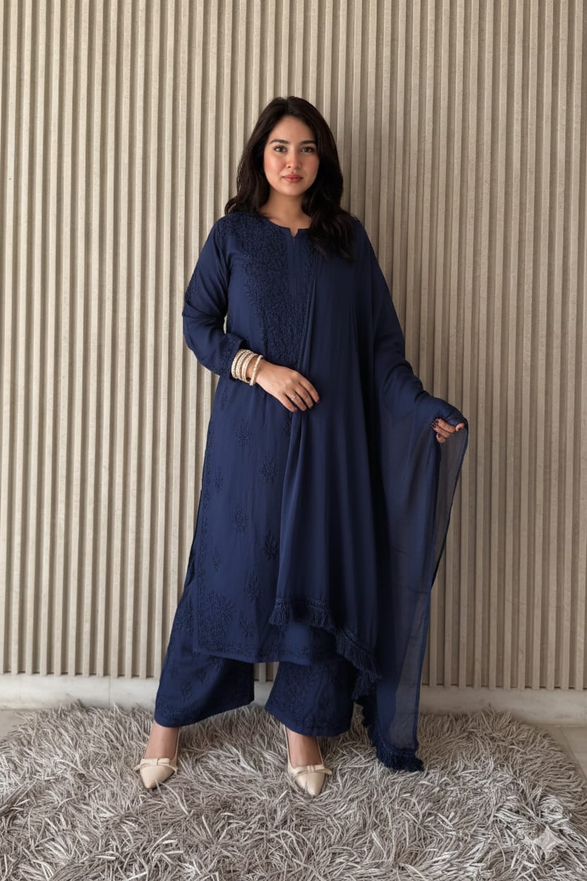 Farah Soft Cotton Modal Chikankari Suit Set