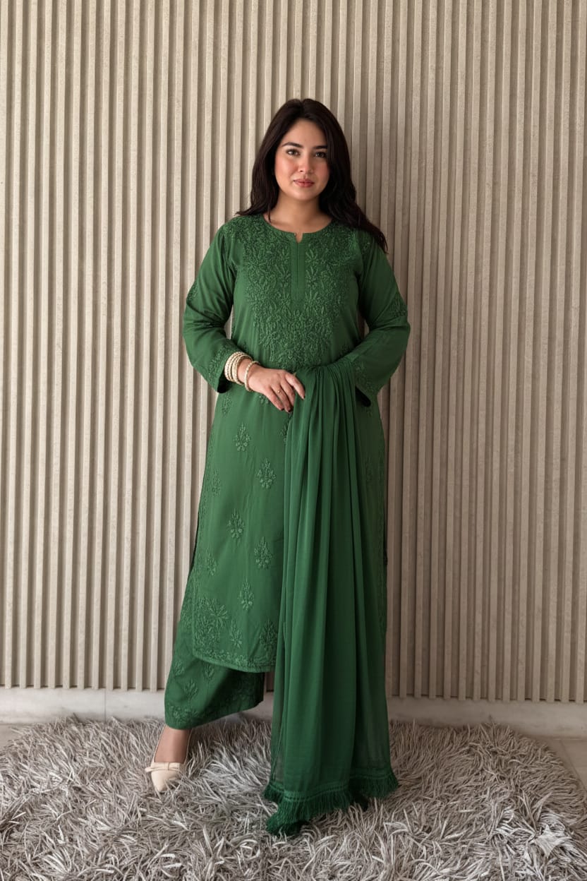 Farah Soft Cotton Modal Chikankari Suit Set