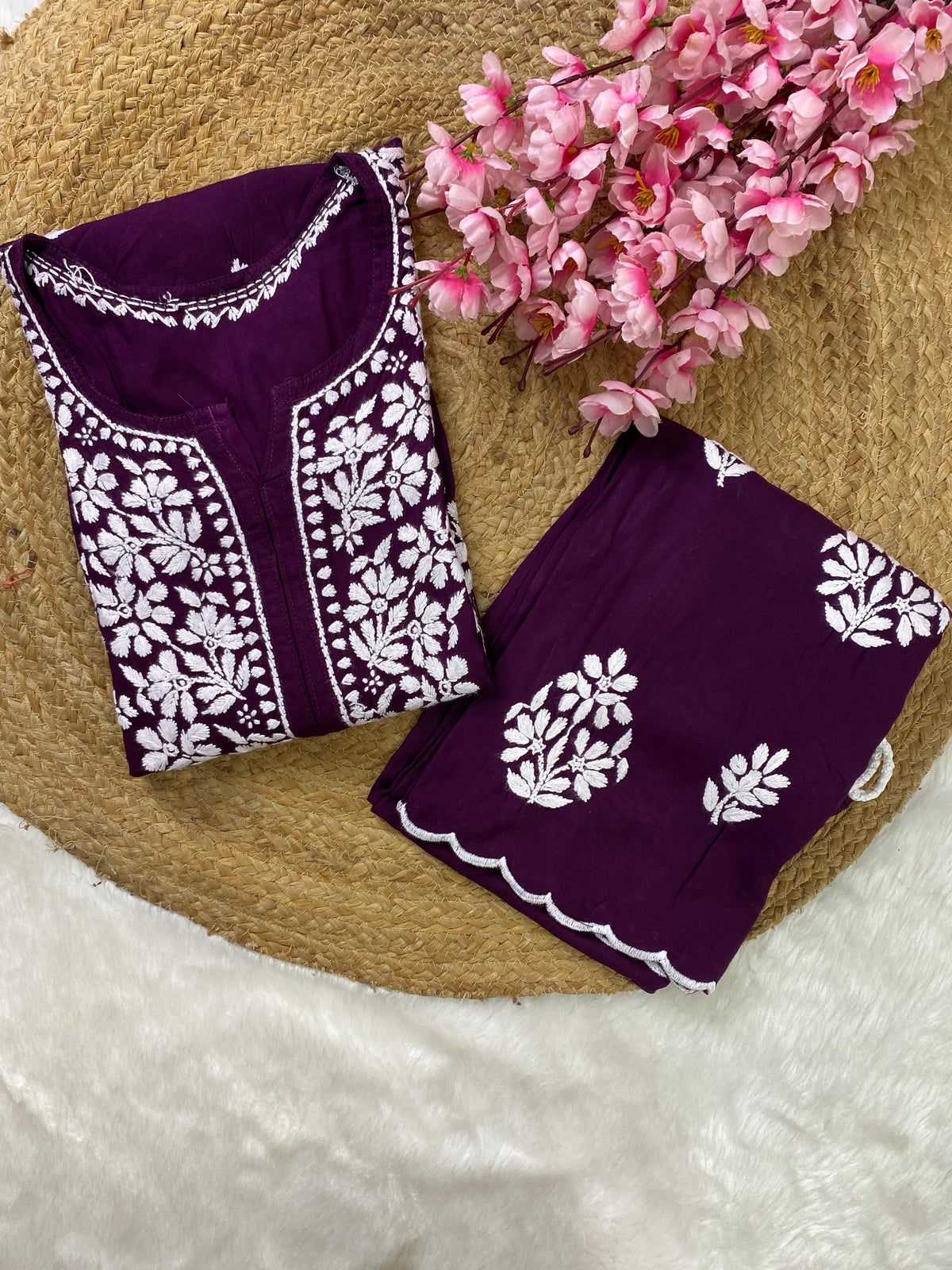 Aahana Soft Cotton Scallop Work Coord Set