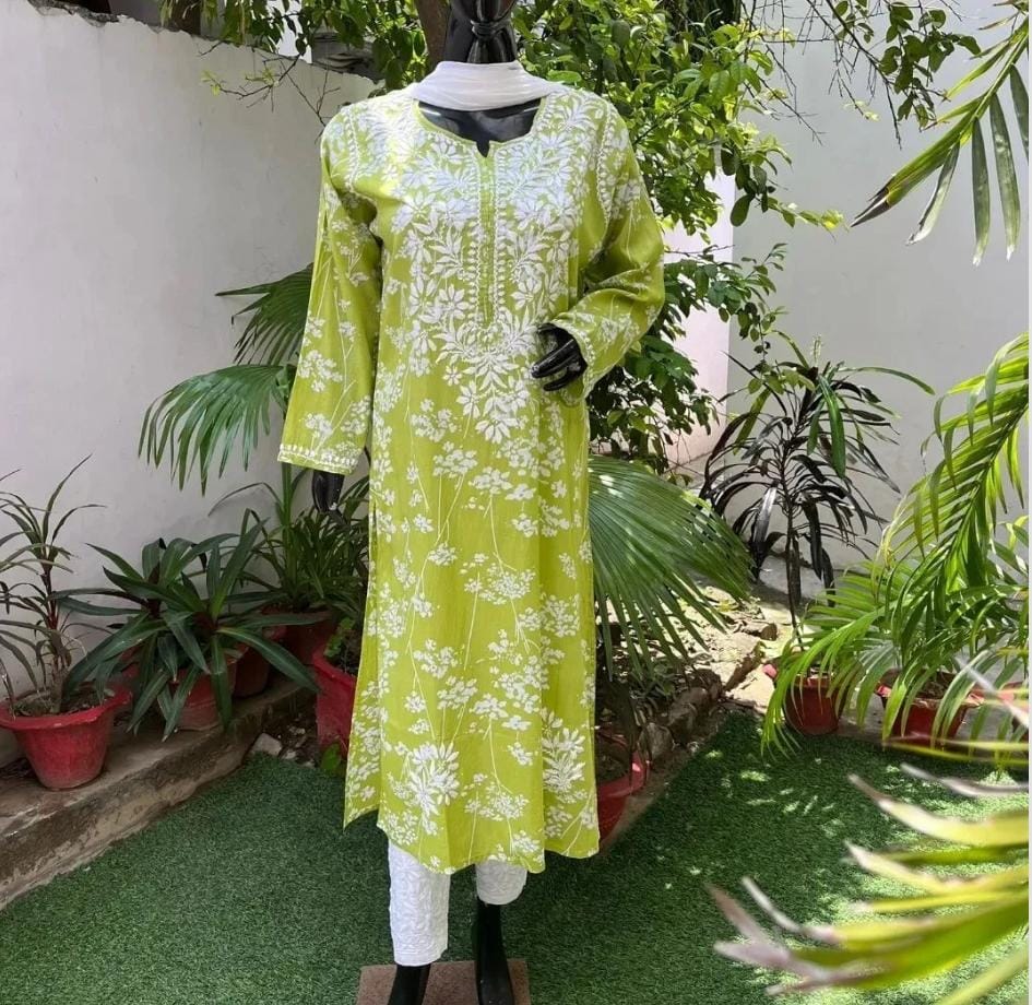 Best Seller Mulmul Cotton Long Chikankari kurti