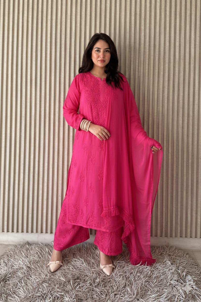 Farah Soft Cotton Modal Chikankari Suit Set