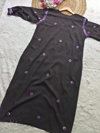 Dual Thread Chikankari Long Kurti