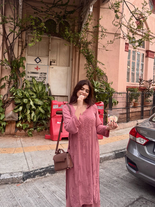 Modal Cotton Chikankari Kurta Bottom Set