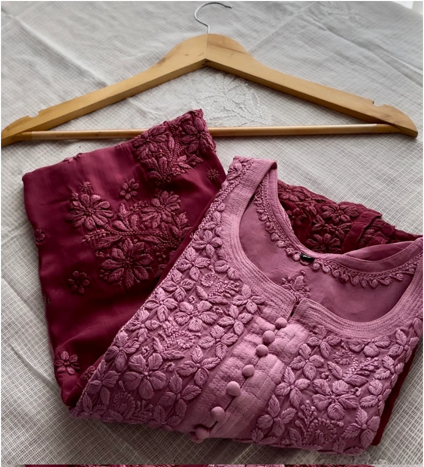 Nazia 3d Handembroidred Viscose Chikankari Set