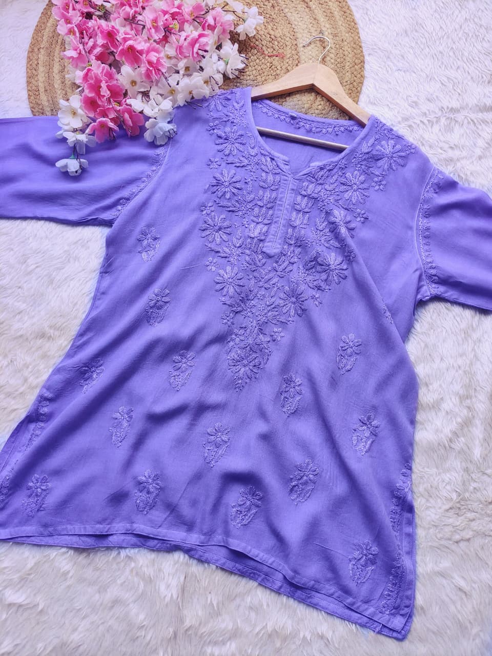 Cotton Short Chikankari Kurti