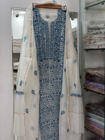 Unstitched Suit Set pure mul chanderi