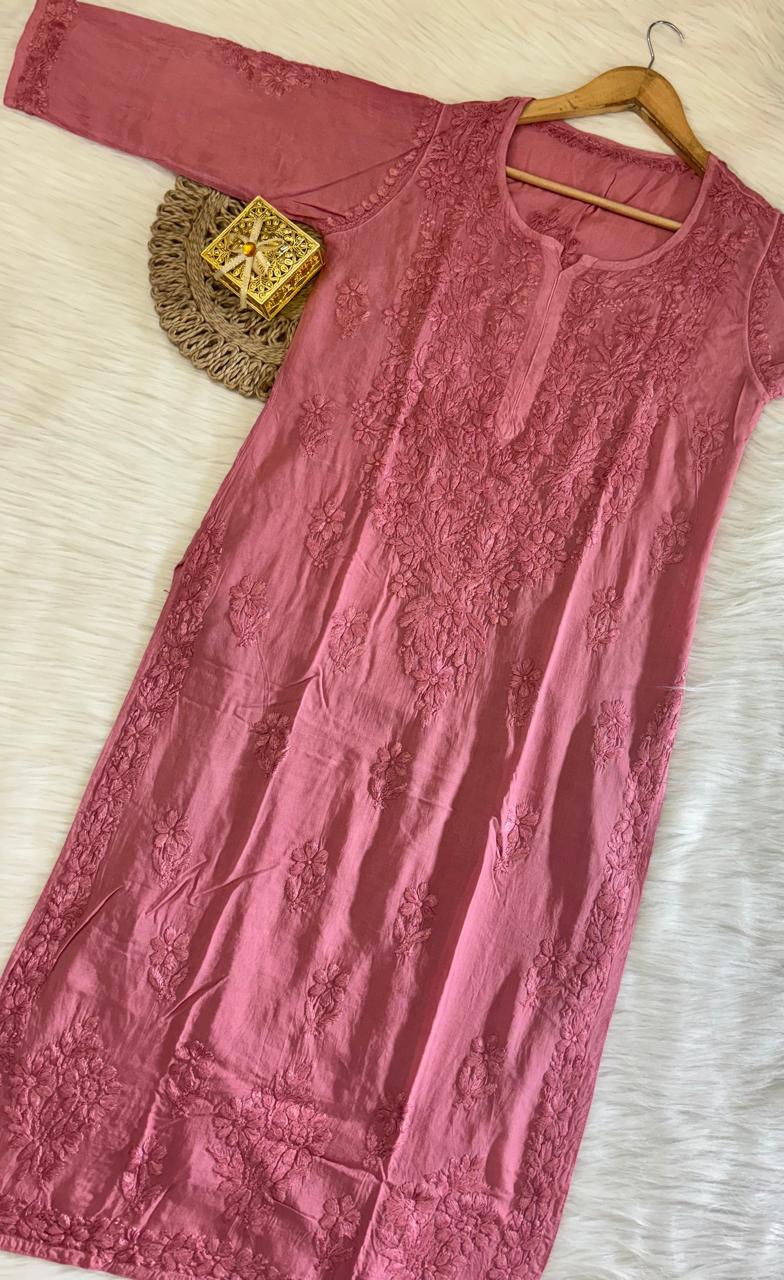 Modal Cotton Chikankari Kurta Bottom Set