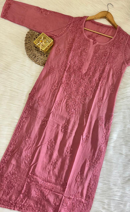 Modal Cotton Chikankari Kurta Bottom Set