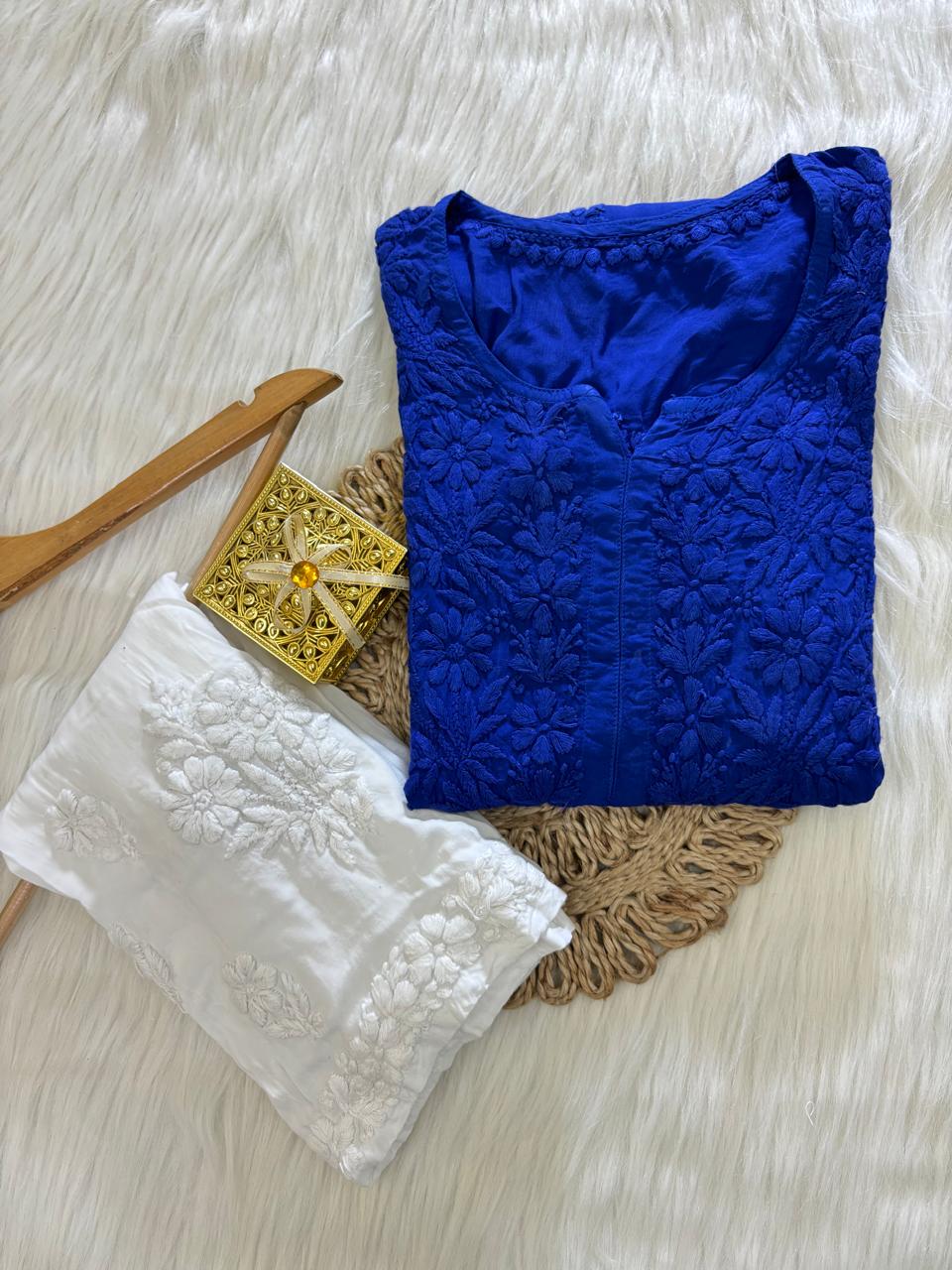 Modal Cotton Chikankari Kurta Bottom Set