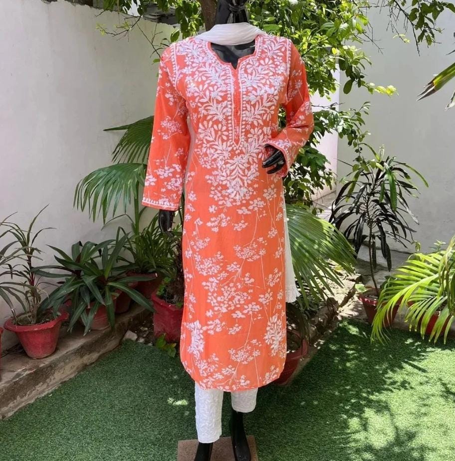 Best Seller Mulmul Cotton Long Chikankari kurti
