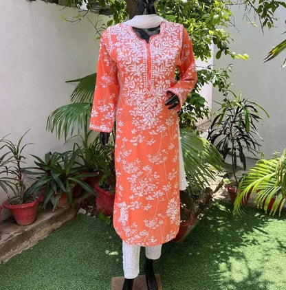 Best Seller Mulmul Cotton Long Chikankari kurti