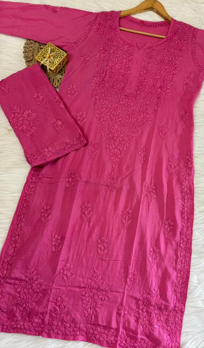 Aashna Hot Pink Modal Cotton Chikankari Set