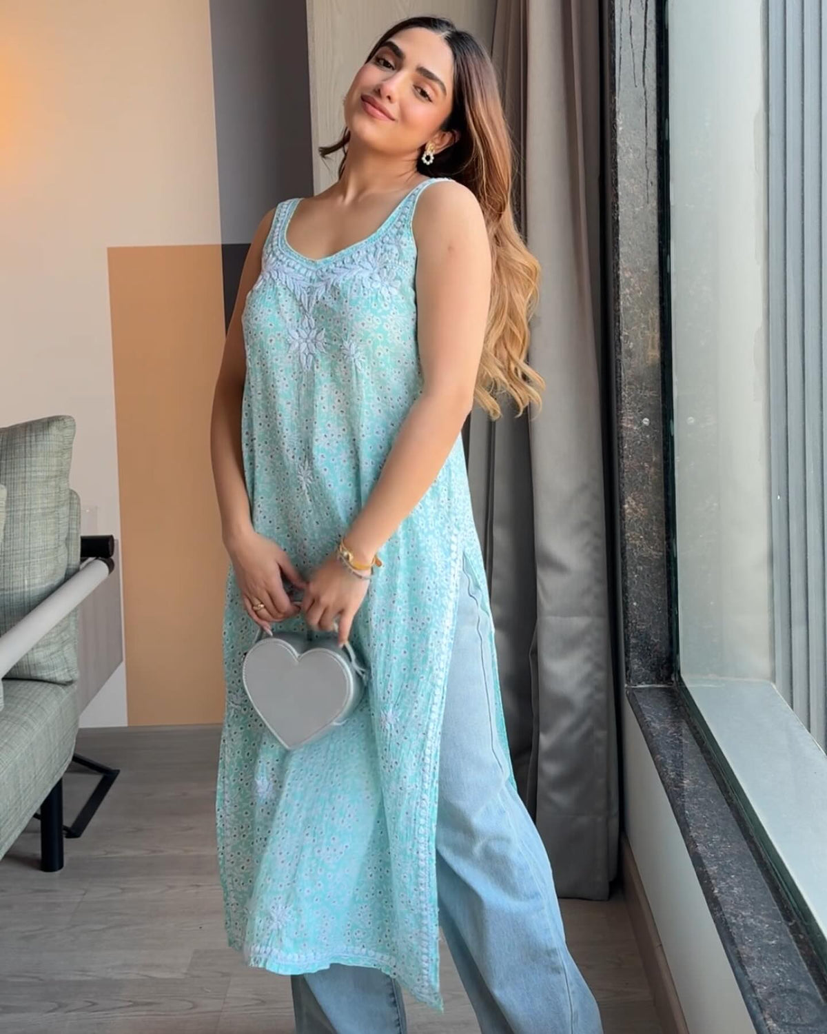 Backless Chikankari Long Kurti