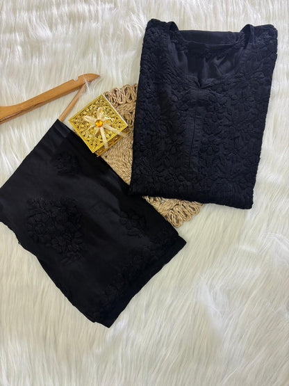 Modal Cotton Chikankari Kurta Bottom Set