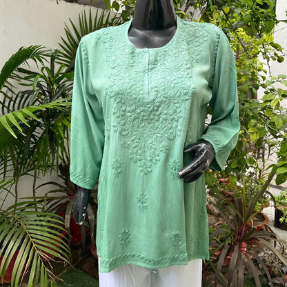 Ombre Short Chikankari Kurti