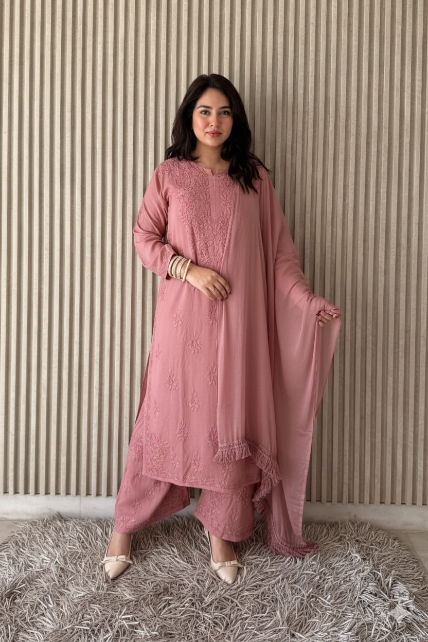 Farah Soft Cotton Modal Chikankari Suit Set