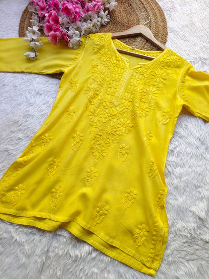 Cotton Short Chikankari Kurti