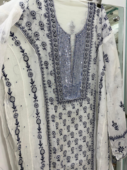 Unstitched Pure Mul Chanderi Anarkali Suit Set