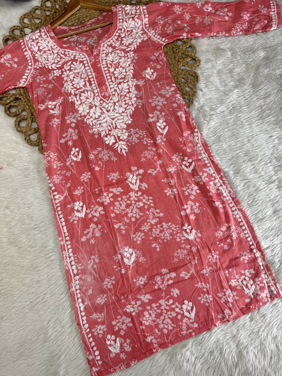 Farhaa Floral Long MulMul  Cotton kurta
