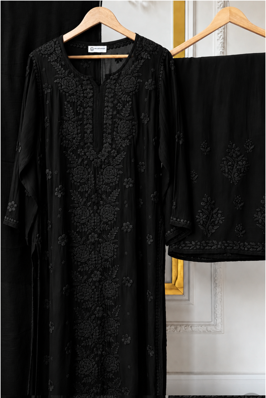 Rose Panel Viscose Georgette 3D Handembroidred Suit Set