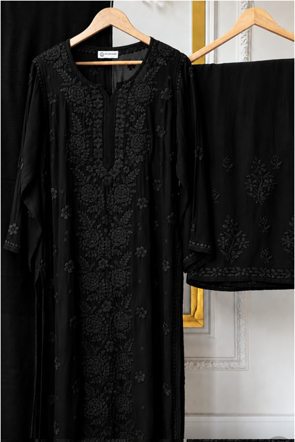 Rose Panel Viscose Georgette 3D Handembroidred Suit Set