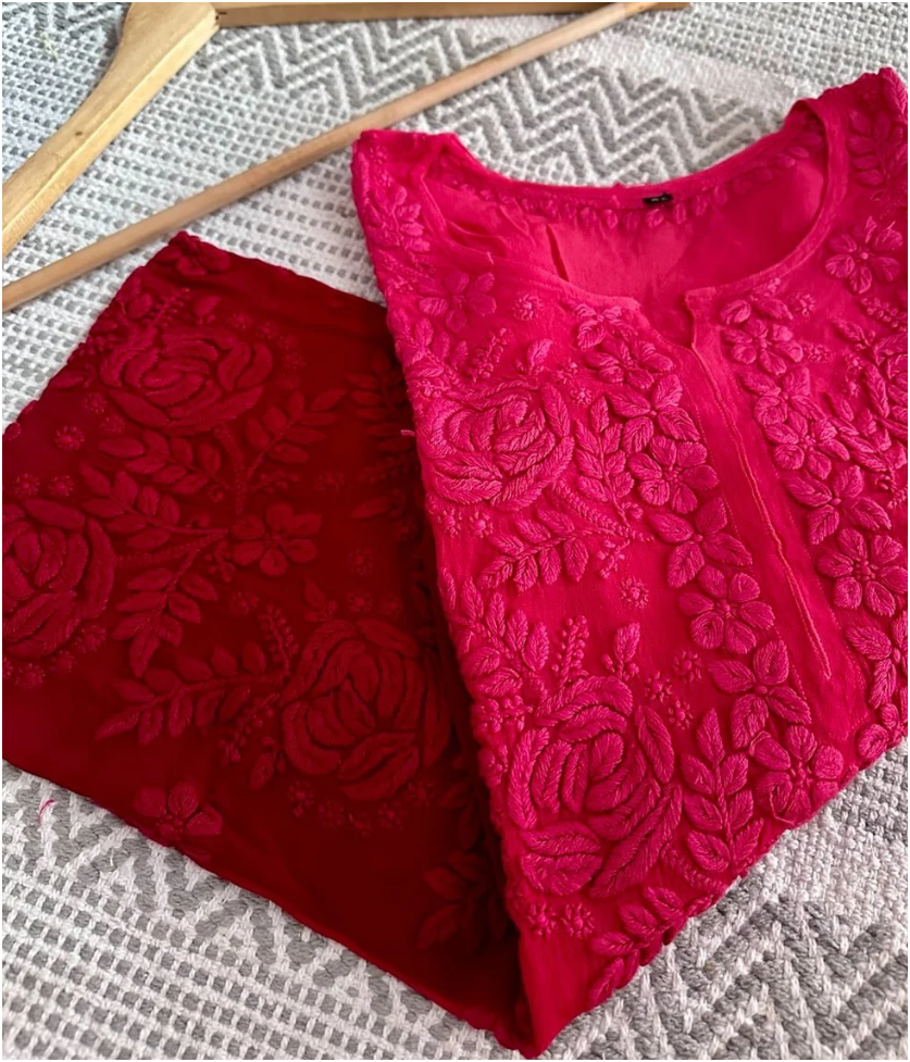 Kiara Rose Panel 5D Handembroidred Viscose Chikankari long kurta