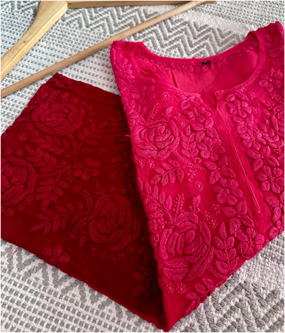 Kiara Rose Panel 5D Handembroidred Viscose Chikankari long kurta