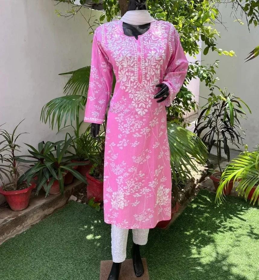 Best Seller Mulmul Cotton Long Chikankari kurti