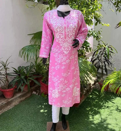 Best Seller Mulmul Cotton Long Chikankari kurti