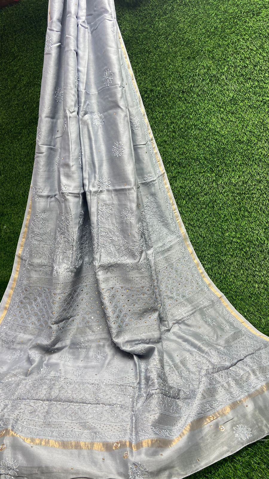 Vidushi Pure Chanderi Chikankari Saree